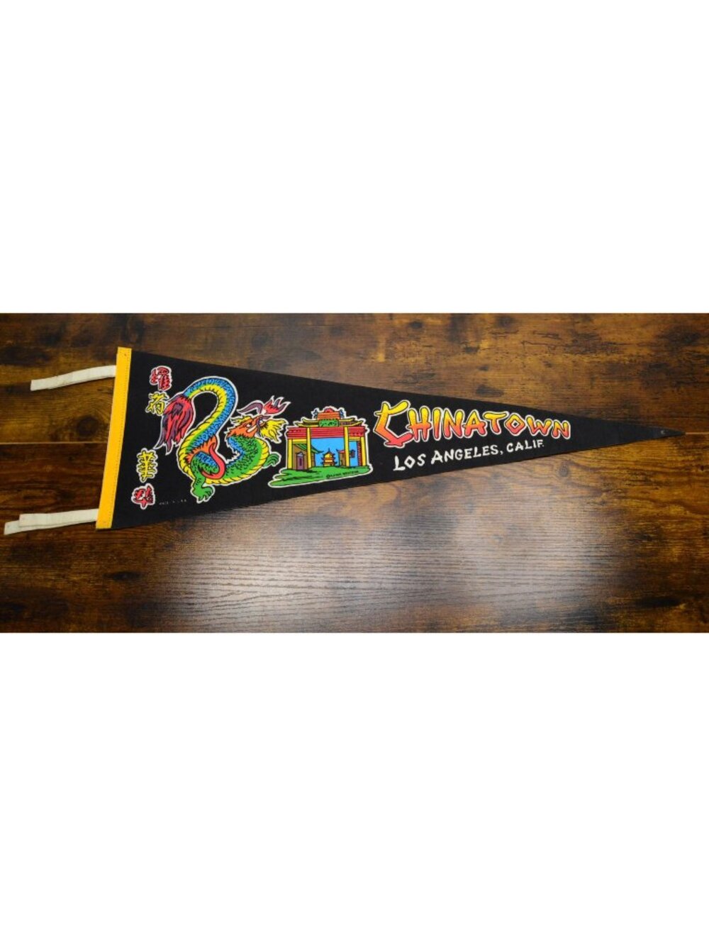Vintage Chinatown Los Angeles, California pennant 26.5 inches damaged tip